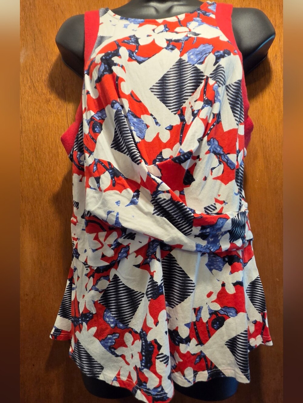 Peter Pilotto for Target Red, White & Blue Abstract Sleeveless Blouse SzL - Picture 2 of 7